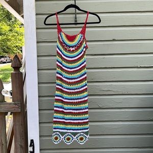 RAINBOW KNIT DRESS/BEACH COVER UP